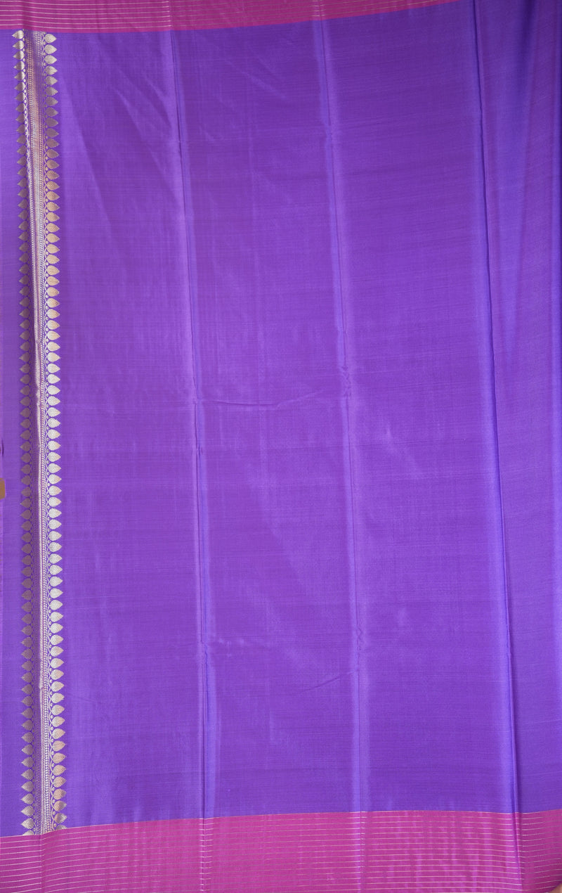 Banarasi Silk Saree | Violet with Magenta Zari Pallu | Traditional Wedding Saree