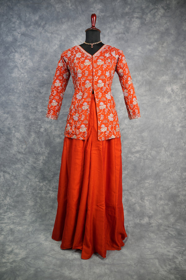 Orange Mastani Palazzo Set with Graceful Traditional Style, Smooth Comfortable Fabric & Trendy Flowy Palazzo Design – Ideal for Festive Celebrations, Casual Outings & Elegant Party Wear Looks