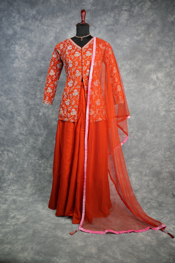 Orange Mastani Palazzo Set with Graceful Traditional Style, Smooth Comfortable Fabric & Trendy Flowy Palazzo Design – Ideal for Festive Celebrations, Casual Outings & Elegant Party Wear Looks