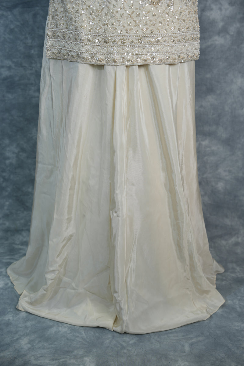 Elegant Ivory Cream Girls Sharara Set Crafted in Soft Premium Fabric with Delicate Floral Embroidery, Flared Design & Matching Top A Graceful Ethnic Wear Outfit for Festive Celebrations