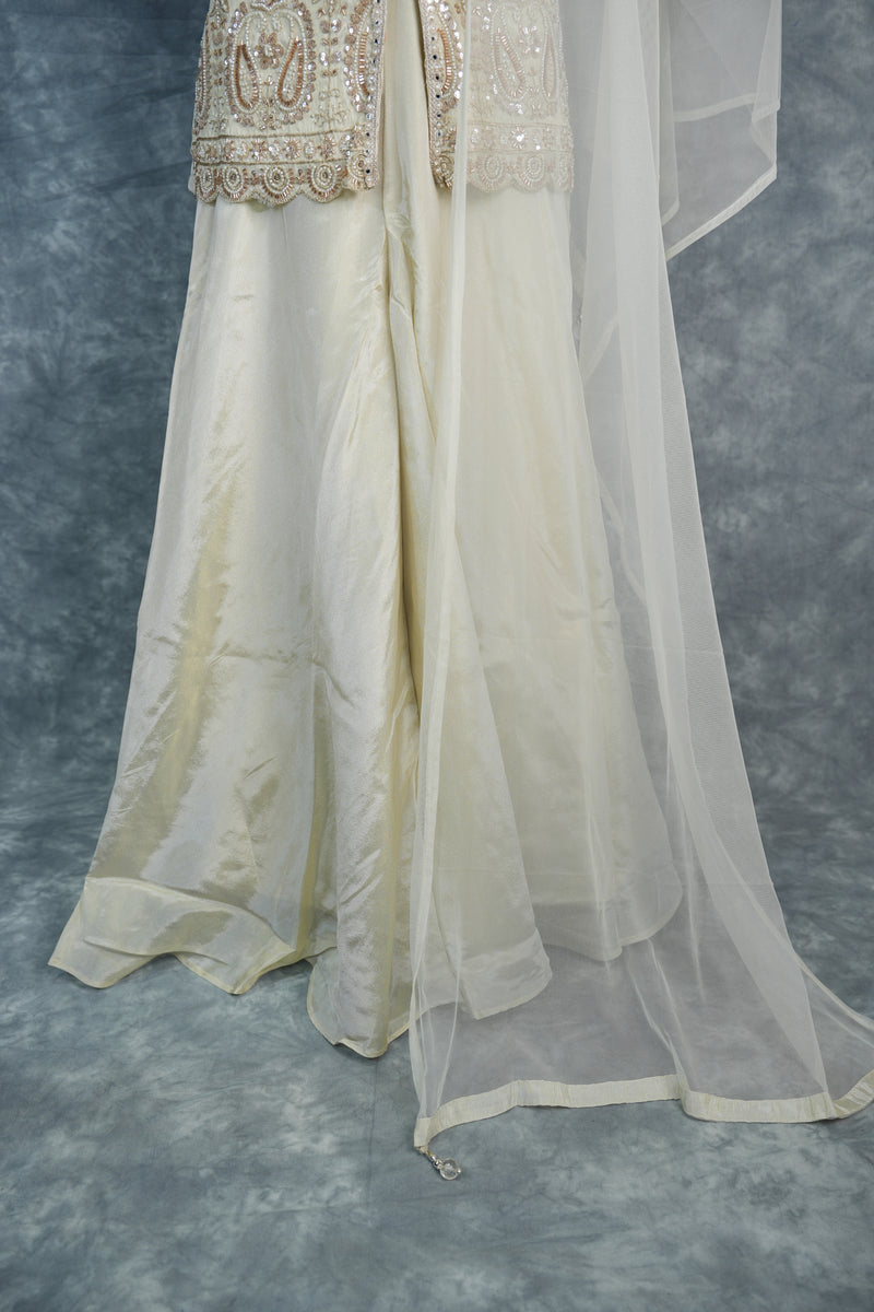 Cream White Sharara Set for Girls with Elegant Traditional Look, Soft Fabric Comfort, Beautiful Embroidery Work and Stylish Flare Best for Festive & Occasion Wear