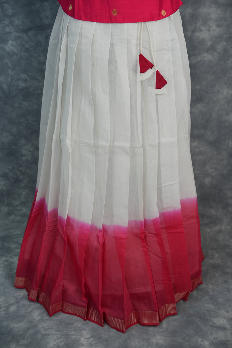 Red and white fabric with a heart design on a gray background