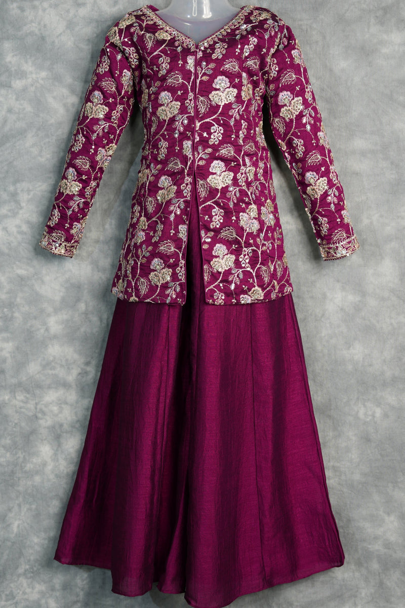 Wine Mastani Palazzo Set for Girls, Featuring Elegant Ethnic Design, Soft Premium Fabric, Stylish Flared Palazzo, Comfortable Fit & Festive Traditional Wear Collection