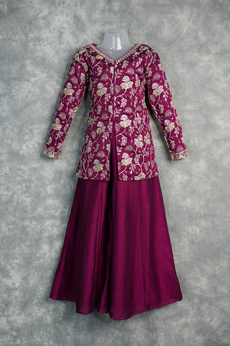 Wine Mastani Palazzo Set for Girls, Featuring Elegant Ethnic Design, Soft Premium Fabric, Stylish Flared Palazzo, Comfortable Fit & Festive Traditional Wear Collection