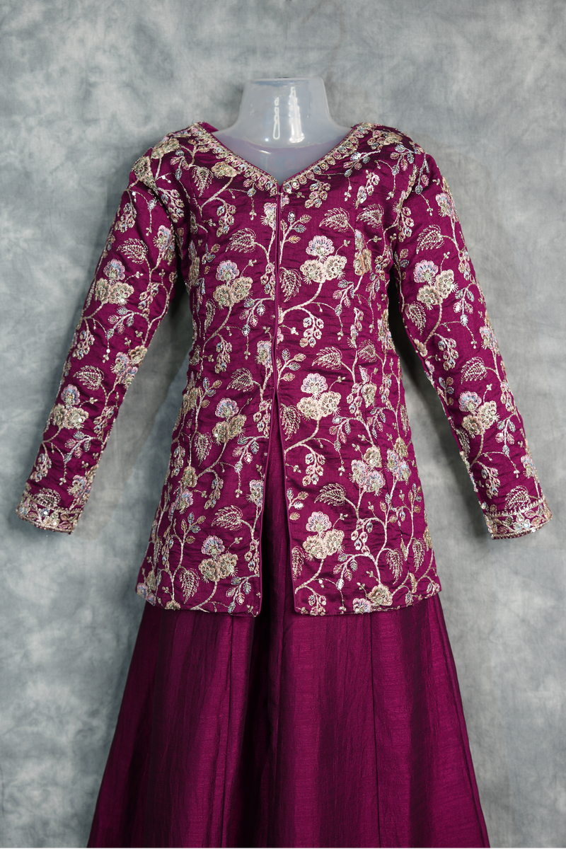 Wine Mastani Palazzo Set for Girls, Featuring Elegant Ethnic Design, Soft Premium Fabric, Stylish Flared Palazzo, Comfortable Fit & Festive Traditional Wear Collection