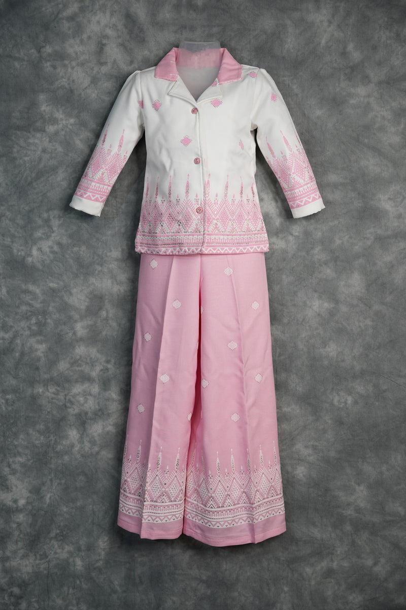 Blush Pink Girls Western Dress A stylish pink western dress designed with modern elegance and charming detailing. Featuring a graceful silhouette and trendy finish, this outfit brings the perfect blend of comfort, fashion, and festive charm for girls.