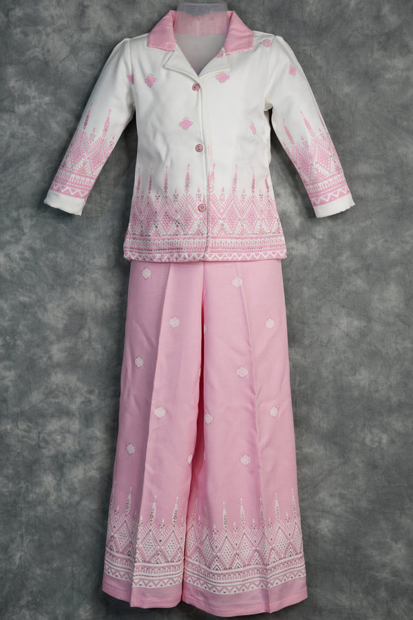 Blush Pink Girls Western Dress A stylish pink western dress designed with modern elegance and charming detailing. Featuring a graceful silhouette and trendy finish, this outfit brings the perfect blend of comfort, fashion, and festive charm for girls.