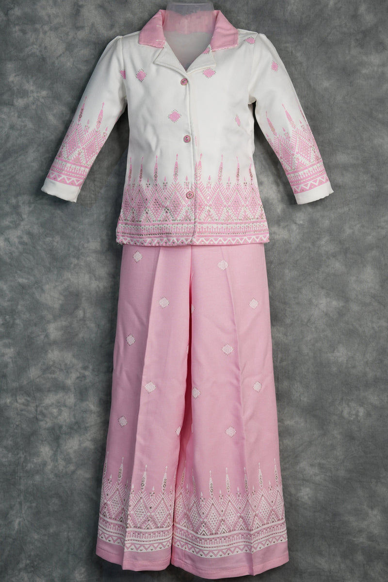 Blush Pink Girls Western Dress A stylish pink western dress designed with modern elegance and charming detailing. Featuring a graceful silhouette and trendy finish, this outfit brings the perfect blend of comfort, fashion, and festive charm for girls.