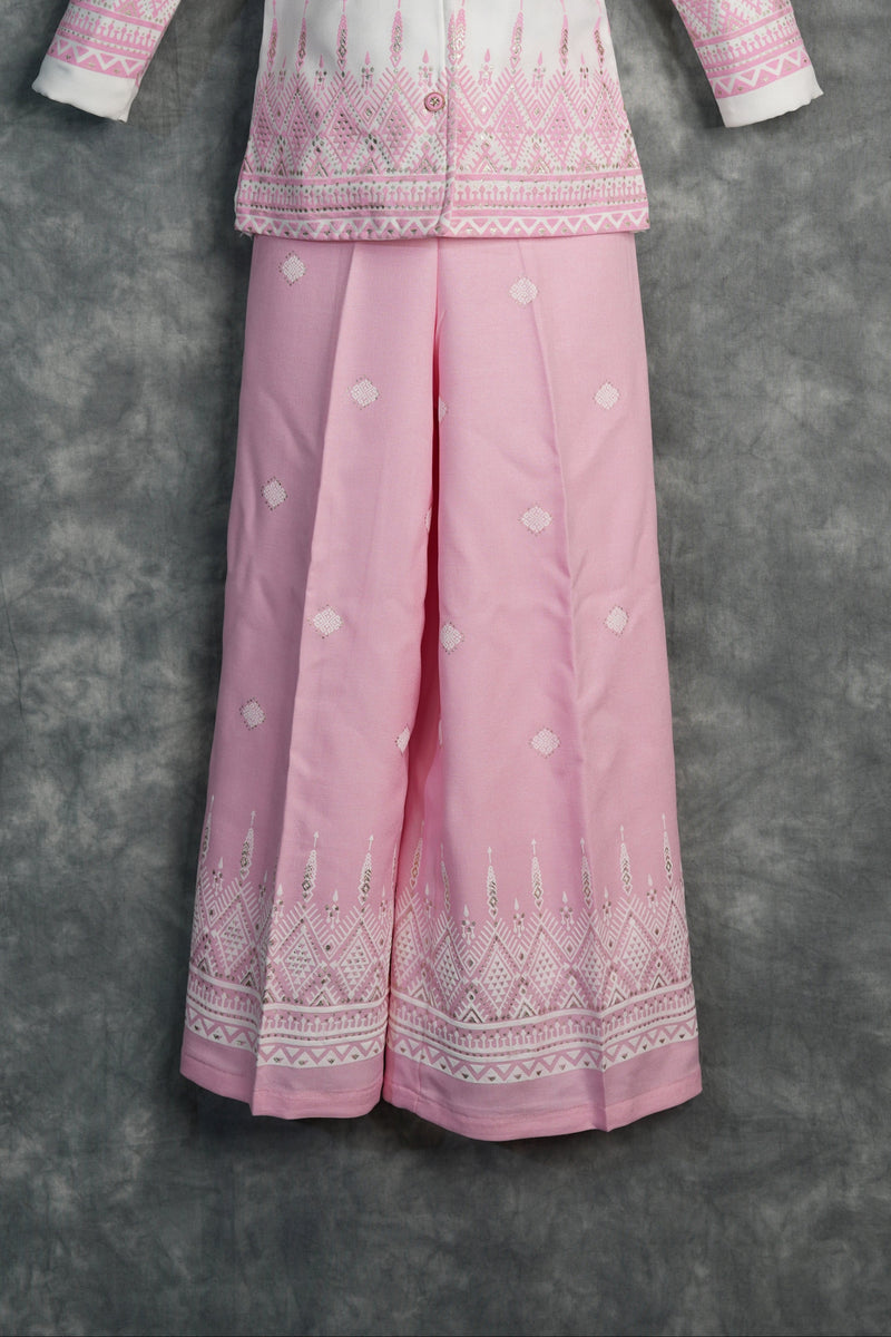 Blush Pink Girls Western Dress A stylish pink western dress designed with modern elegance and charming detailing. Featuring a graceful silhouette and trendy finish, this outfit brings the perfect blend of comfort, fashion, and festive charm for girls.