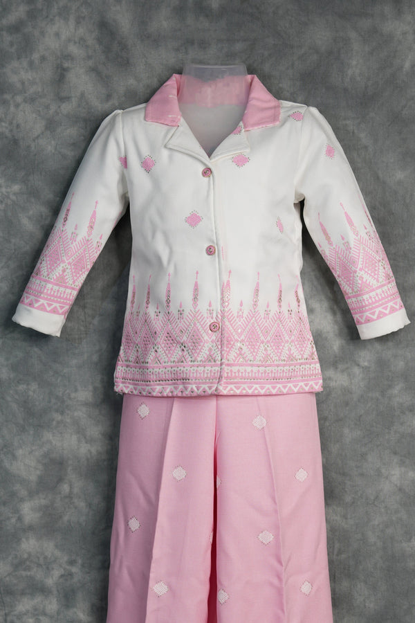 Blush Pink Girls Western Dress A stylish pink western dress designed with modern elegance and charming detailing. Featuring a graceful silhouette and trendy finish, this outfit brings the perfect blend of comfort, fashion, and festive charm for girls.