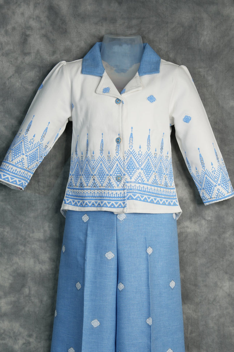 Sky blue western dress for girls with a stylish silhouette and elegant detailing. Perfect for casual outings, birthday parties, and everyday trendy wear. Lightweight, comfortable, and fashion forward.