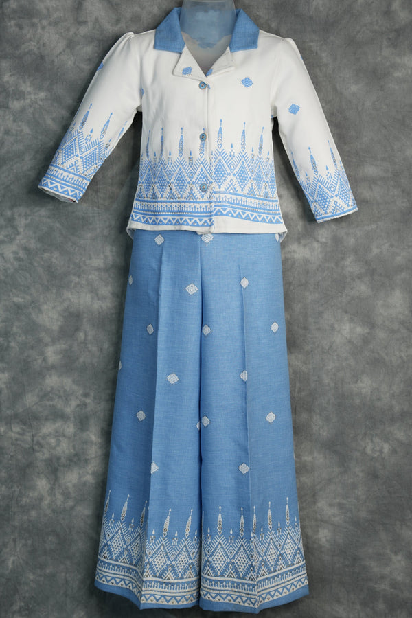 Sky blue western dress for girls with a stylish silhouette and elegant detailing. Perfect for casual outings, birthday parties, and everyday trendy wear. Lightweight, comfortable, and fashion forward.