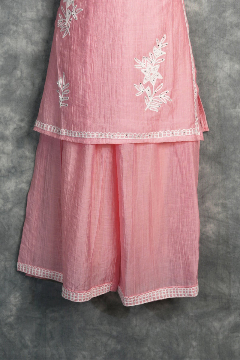 Beach Pink Palazzo Set Breezy Summer Outfit for Girls Flowy Wide-Leg Comfort Wear for Beach & Vacation