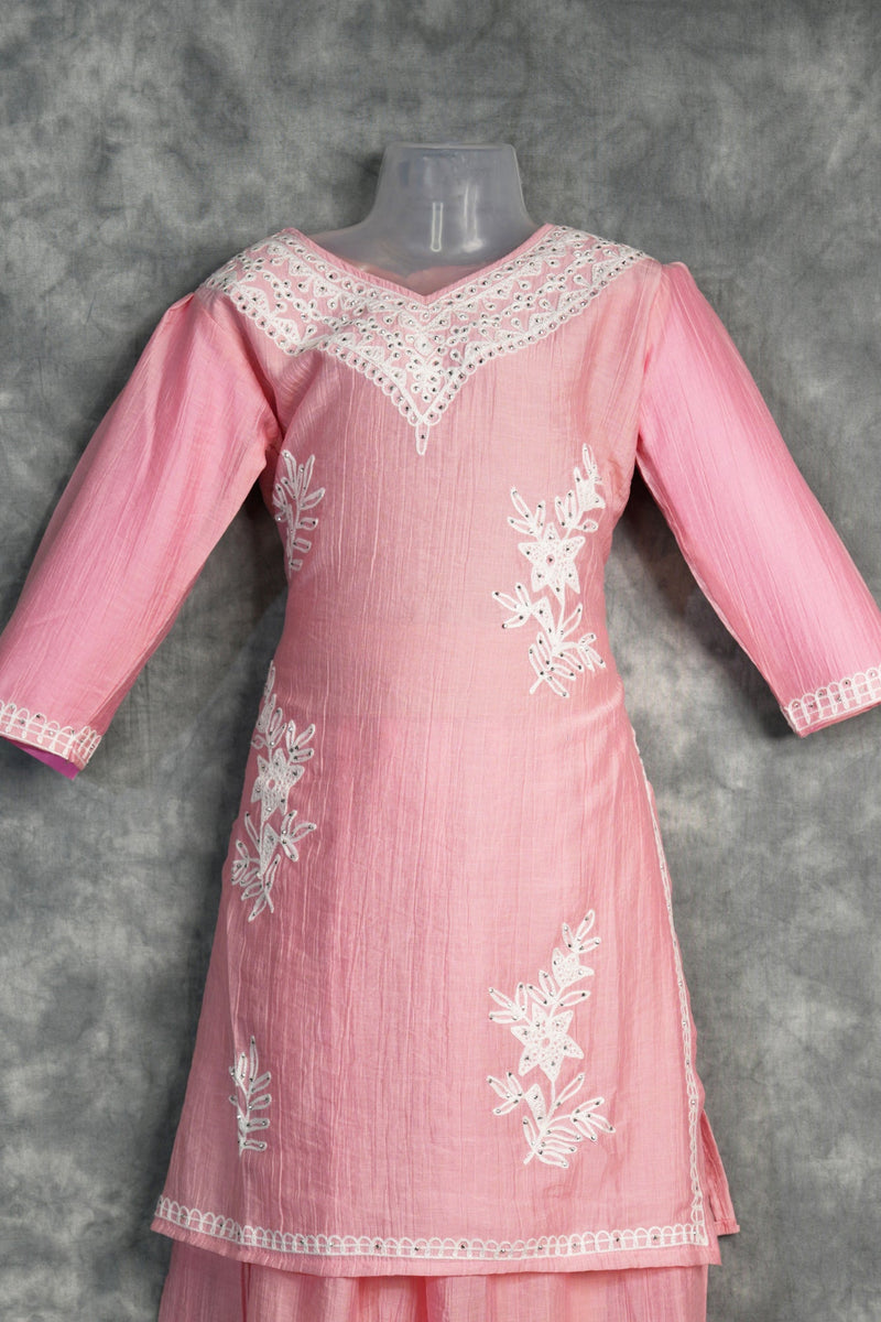 Beach Pink Palazzo Set Breezy Summer Outfit for Girls Flowy Wide-Leg Comfort Wear for Beach & Vacation