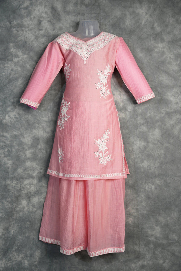 Beach Pink Palazzo Set Breezy Summer Outfit for Girls Flowy Wide-Leg Comfort Wear for Beach & Vacation