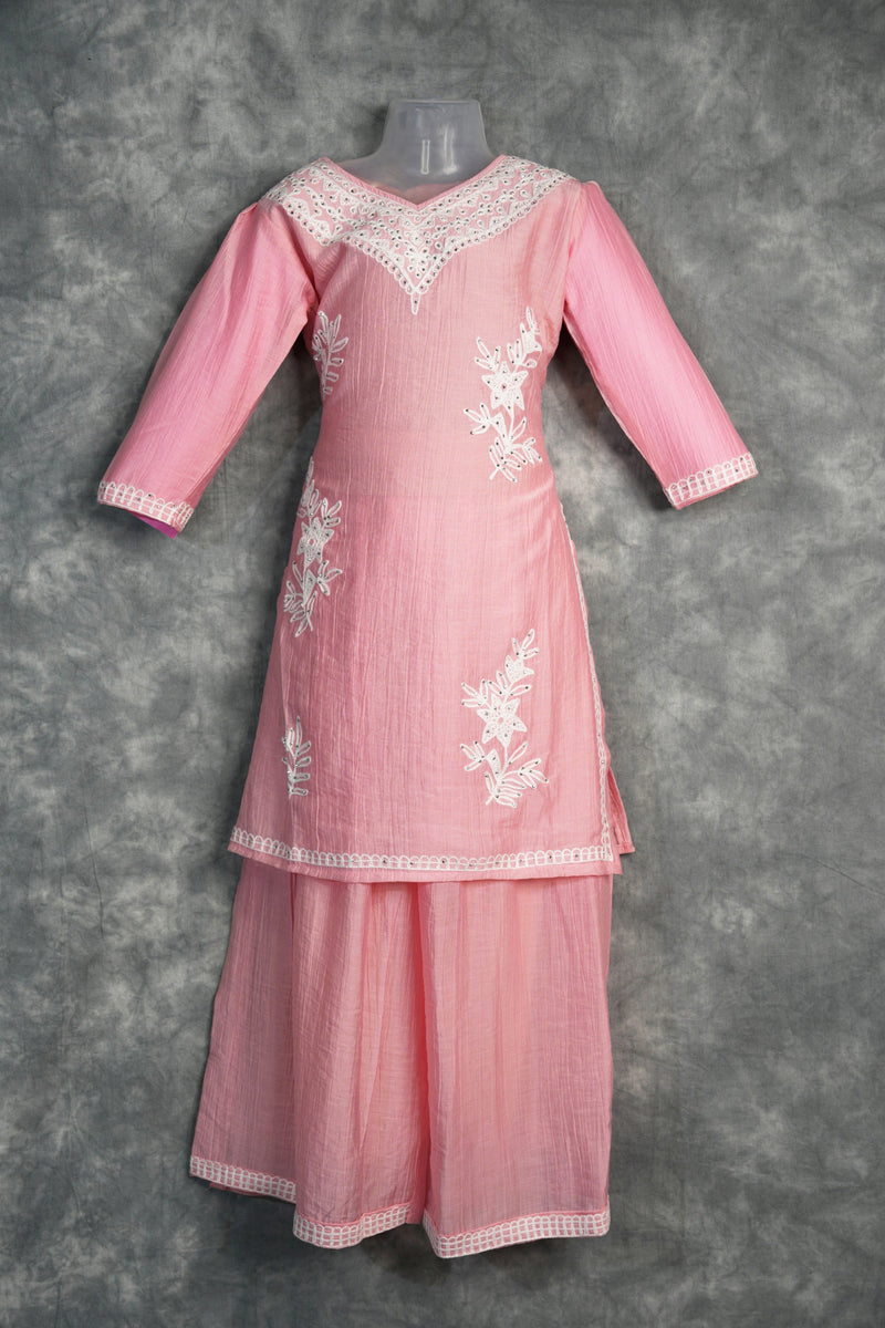 Beach Pink Palazzo Set Breezy Summer Outfit for Girls Flowy Wide-Leg Comfort Wear for Beach & Vacation