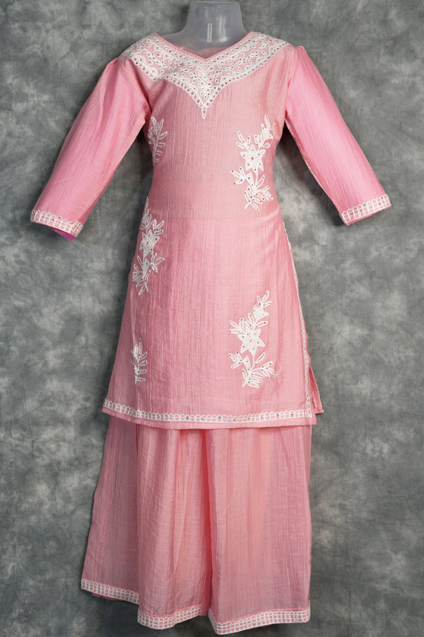Beach Pink Palazzo Set Breezy Summer Outfit for Girls Flowy Wide-Leg Comfort Wear for Beach & Vacation