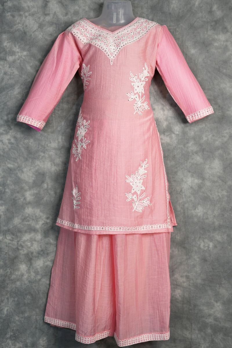 Beach Pink Palazzo Set Breezy Summer Outfit for Girls Flowy Wide-Leg Comfort Wear for Beach & Vacation