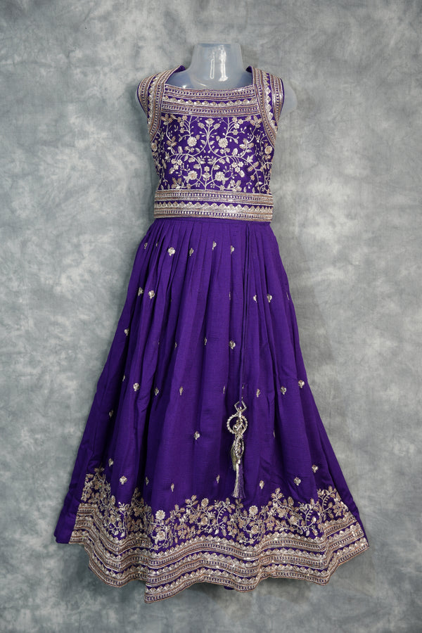 Royal Purple Girls Midi – A charming purple midi dress designed with elegant detailing and a graceful silhouette. Crafted for stylish comfort, this outfit brings a perfect blend of festive charm and modern elegance for girls.
