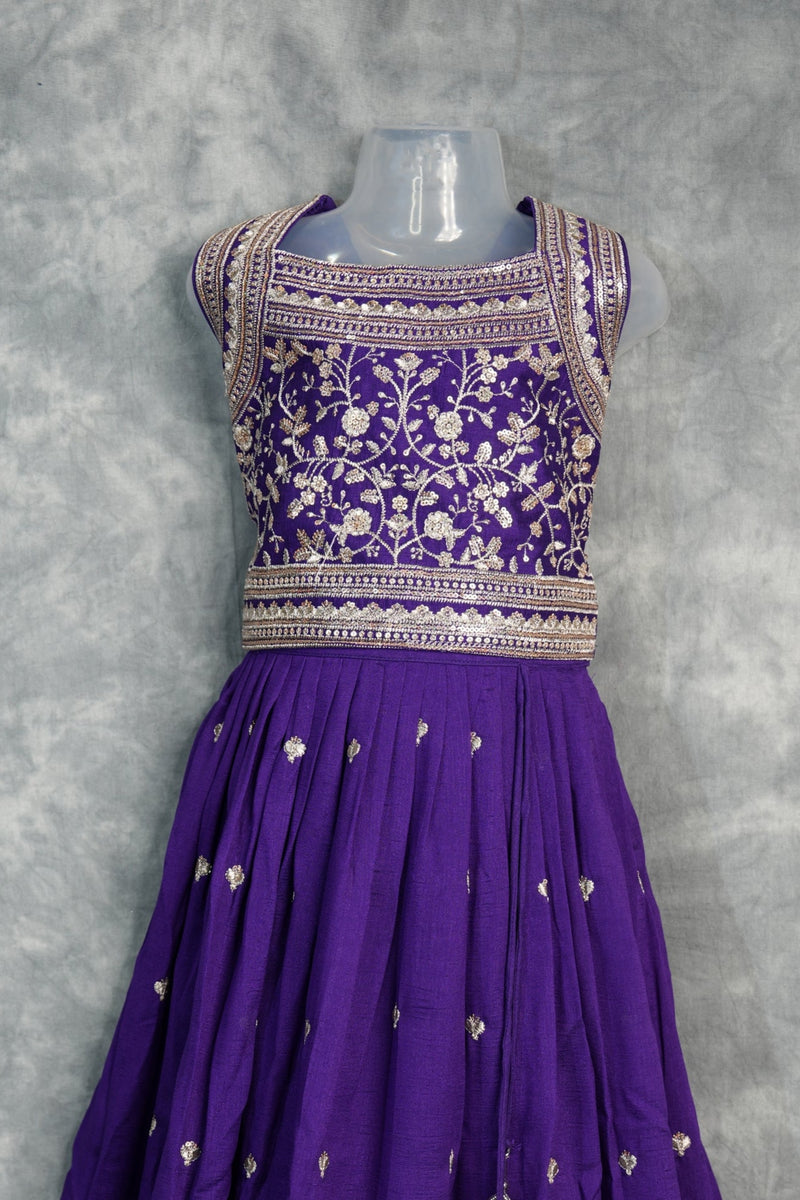 Royal Purple Girls Midi – A charming purple midi dress designed with elegant detailing and a graceful silhouette. Crafted for stylish comfort, this outfit brings a perfect blend of festive charm and modern elegance for girls.