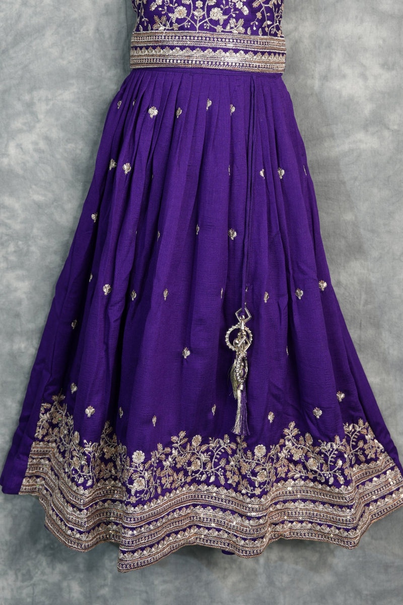 Royal Purple Girls Midi – A charming purple midi dress designed with elegant detailing and a graceful silhouette. Crafted for stylish comfort, this outfit brings a perfect blend of festive charm and modern elegance for girls.