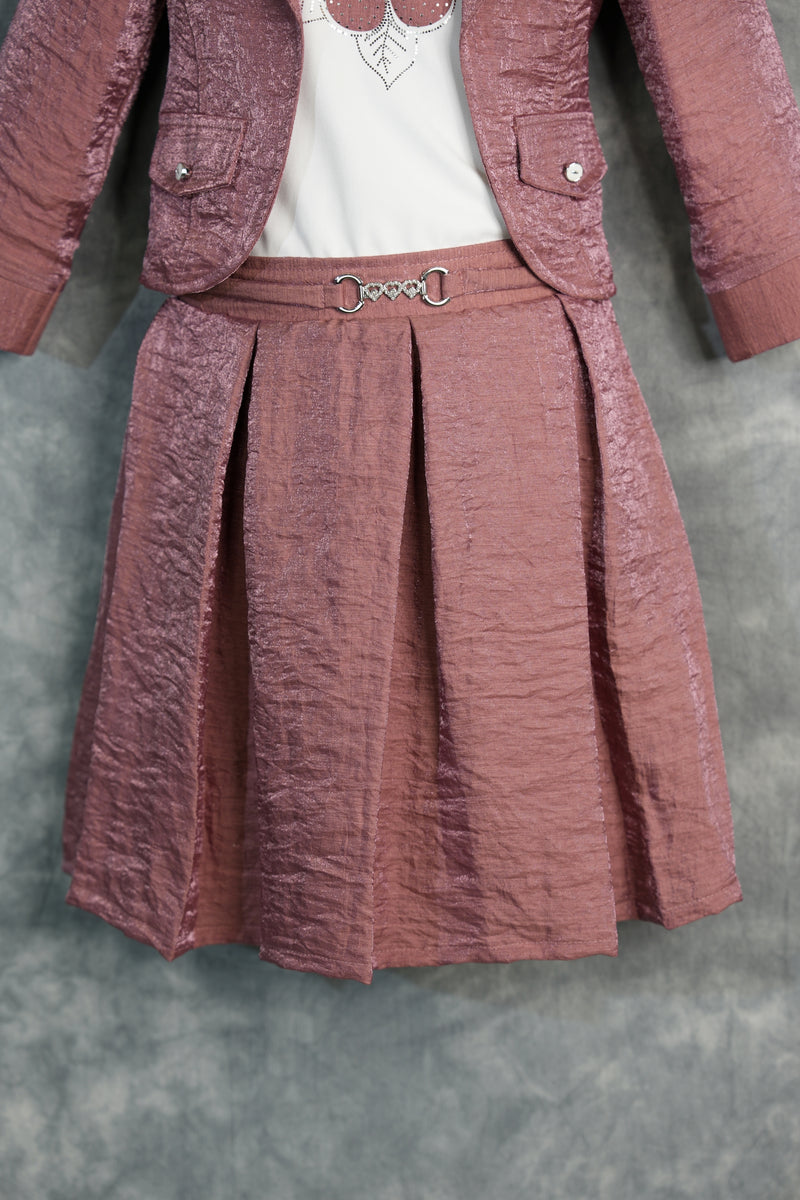 Brown Blossom Kids Skirt and Top Dress – A charming brown outfit designed with elegant detailing and a stylish silhouette for a graceful festive look.