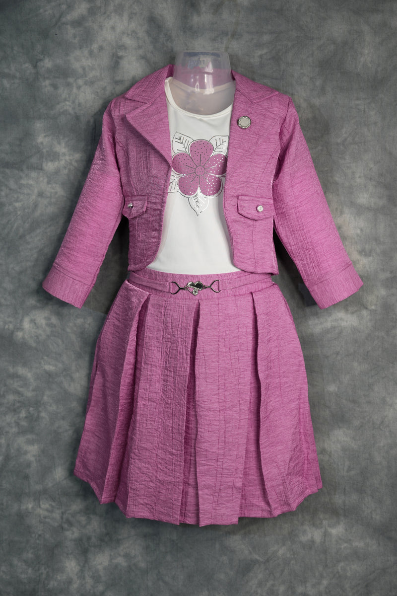 Onion Pink Kids Skirt and Top Dress – A graceful onion pink outfit designed with stylish detailing and a charming silhouette, perfect for festive elegance and adorable partywear looks.
