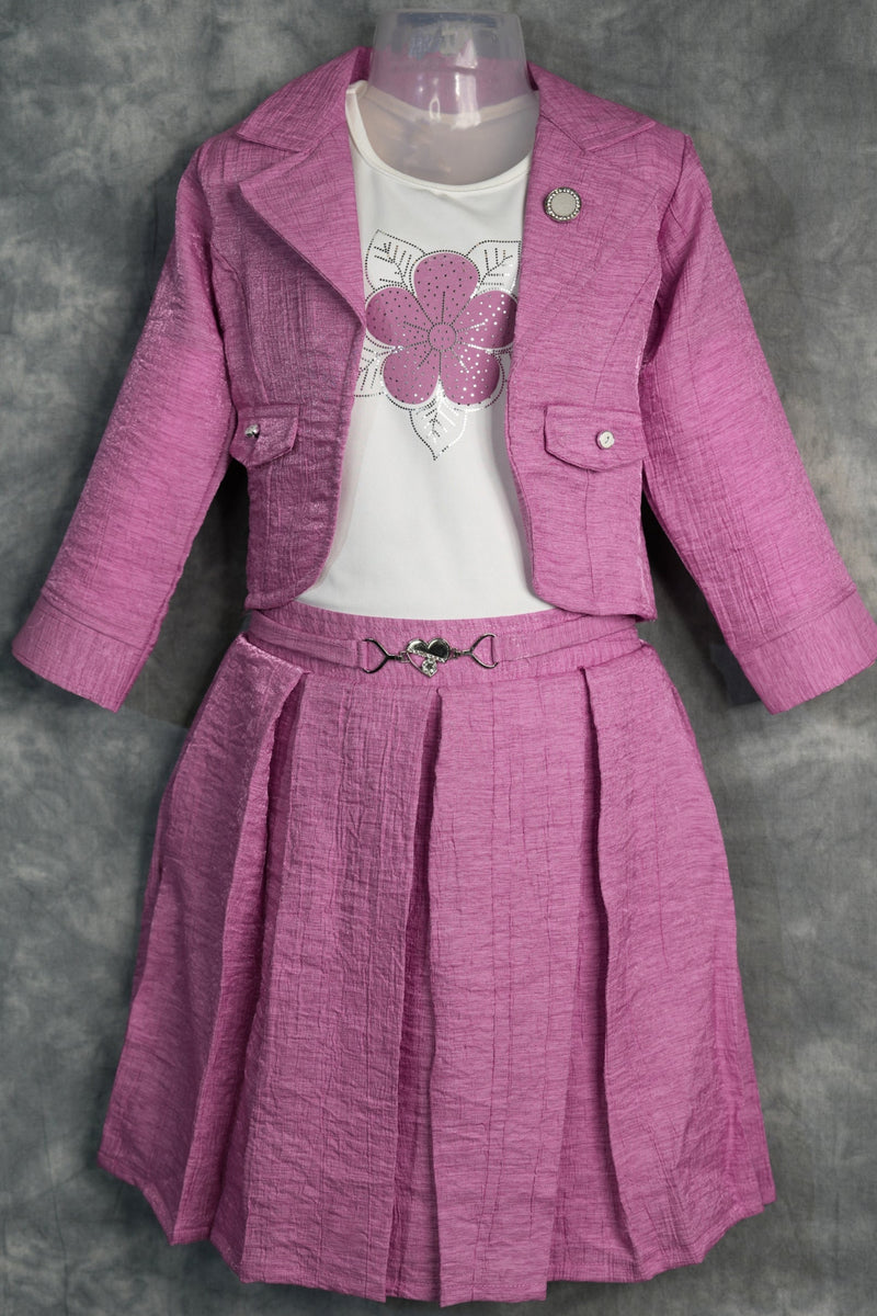 Onion Pink Kids Skirt and Top Dress – A graceful onion pink outfit designed with stylish detailing and a charming silhouette, perfect for festive elegance and adorable partywear looks.