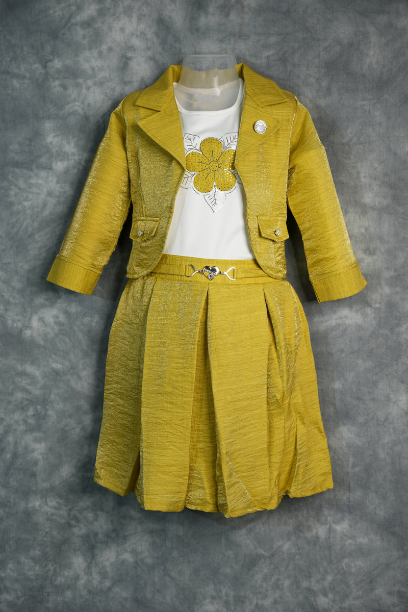 Mustard Yellow Kids Skirt and Top Set – A stylish mustard kids outfit featuring elegant detailing, a graceful silhouette, and a charming festive look designed for comfort and modern ethnic fashion.