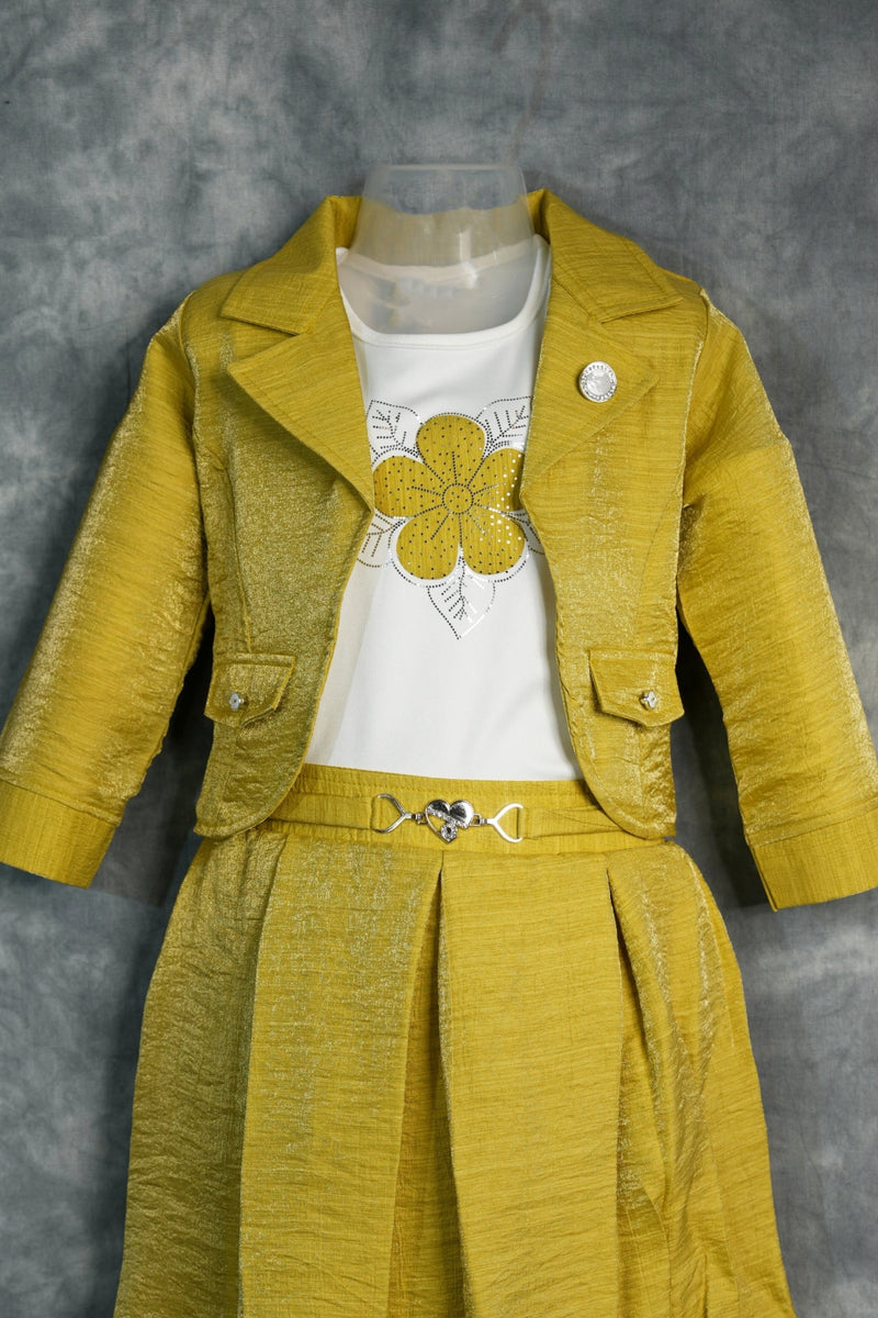 Mustard Yellow Kids Skirt and Top Set – A stylish mustard kids outfit featuring elegant detailing, a graceful silhouette, and a charming festive look designed for comfort and modern ethnic fashion.
