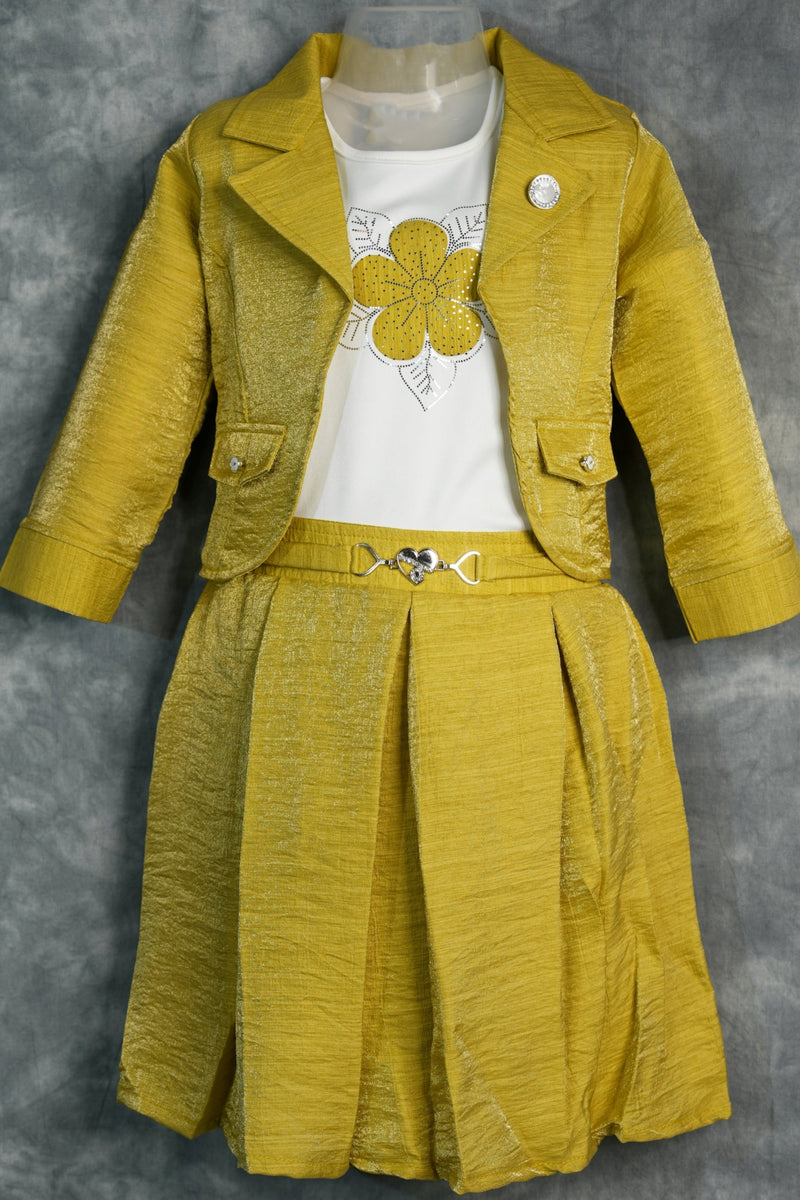 Mustard Yellow Kids Skirt and Top Set – A stylish mustard kids outfit featuring elegant detailing, a graceful silhouette, and a charming festive look designed for comfort and modern ethnic fashion.