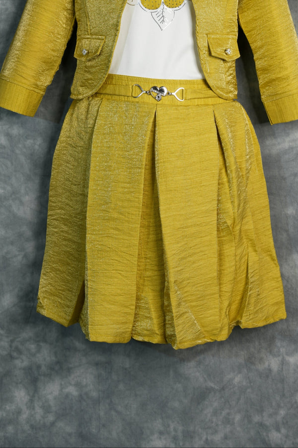 Mustard Yellow Kids Skirt and Top Set – A stylish mustard kids outfit featuring elegant detailing, a graceful silhouette, and a charming festive look designed for comfort and modern ethnic fashion.