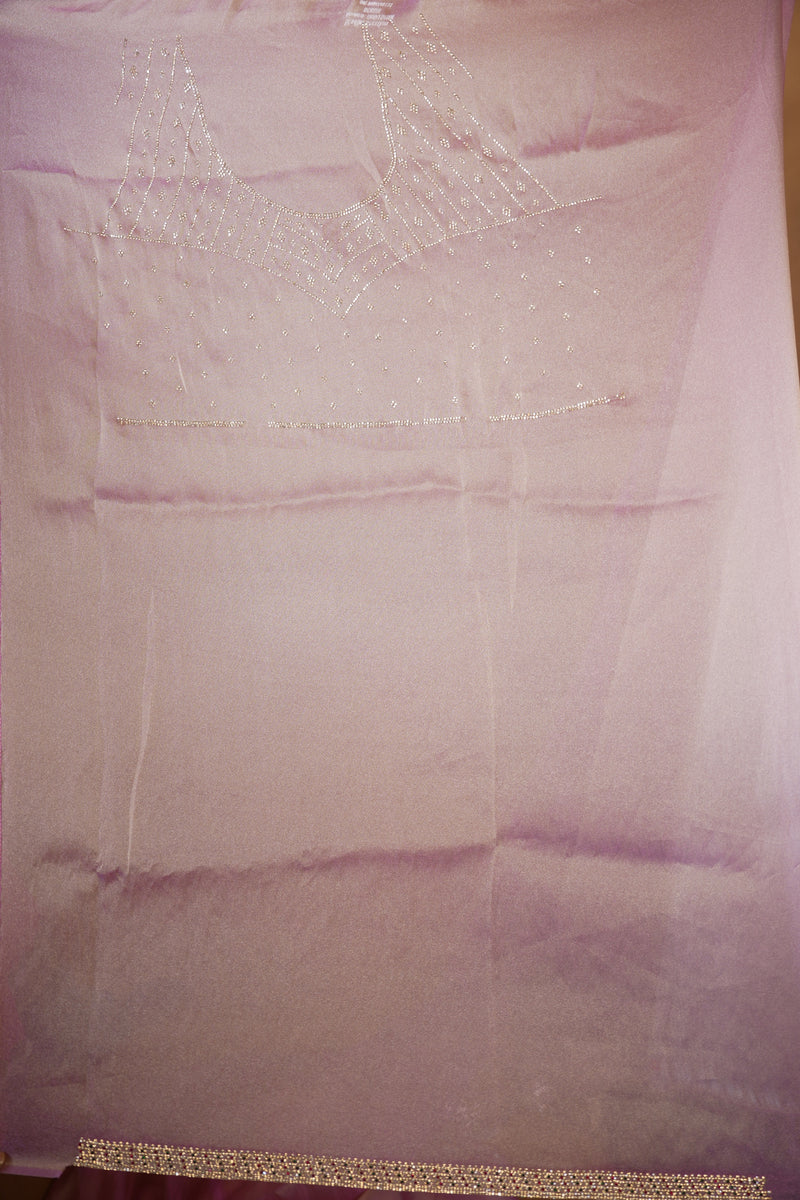 Organza Tissue Saree | Baby Pink Lavender Ombre with Silver Sequin Work | Party & Festive Wear