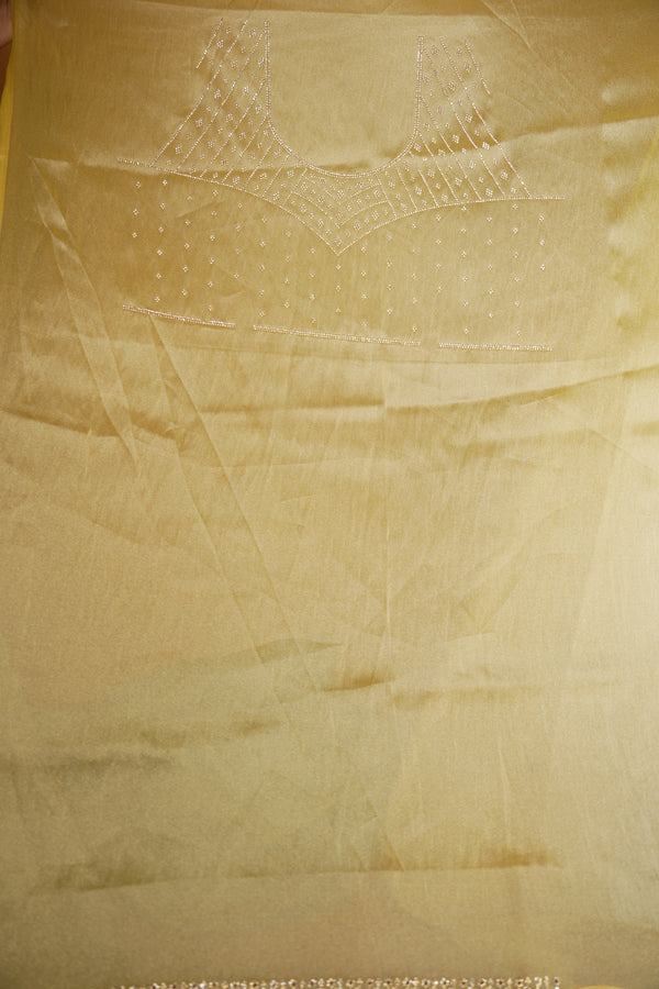 Organza Tissue Saree | Golden Yellow with Sequin Stone Work & Scalloped Border | Party & Festive Wear