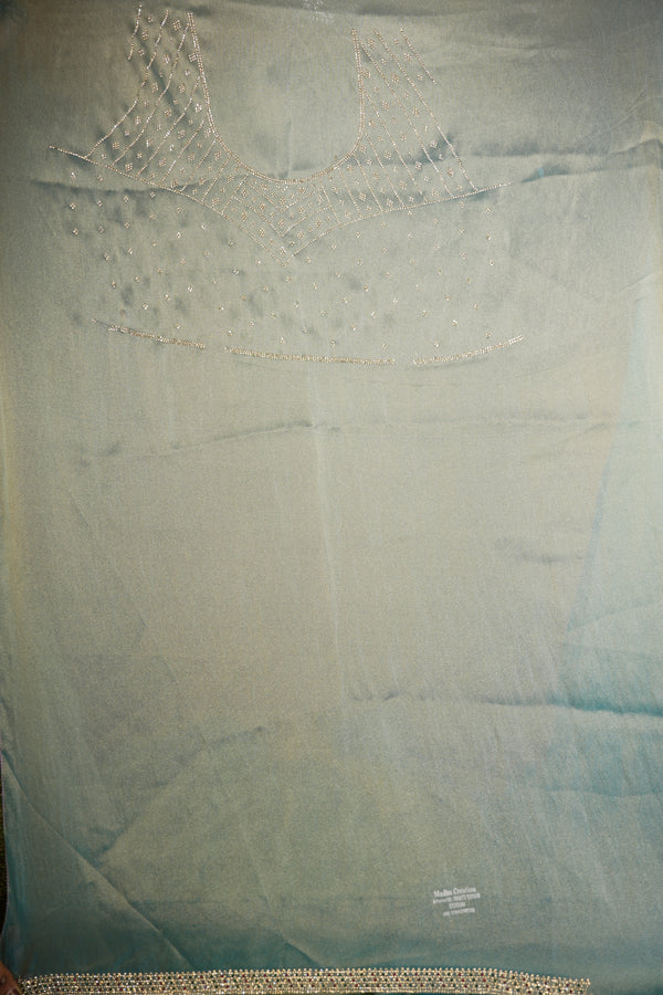 Organza Tissue Saree | Ice Blue Ombre with Silver Sequin Work | Party & Festive Wear