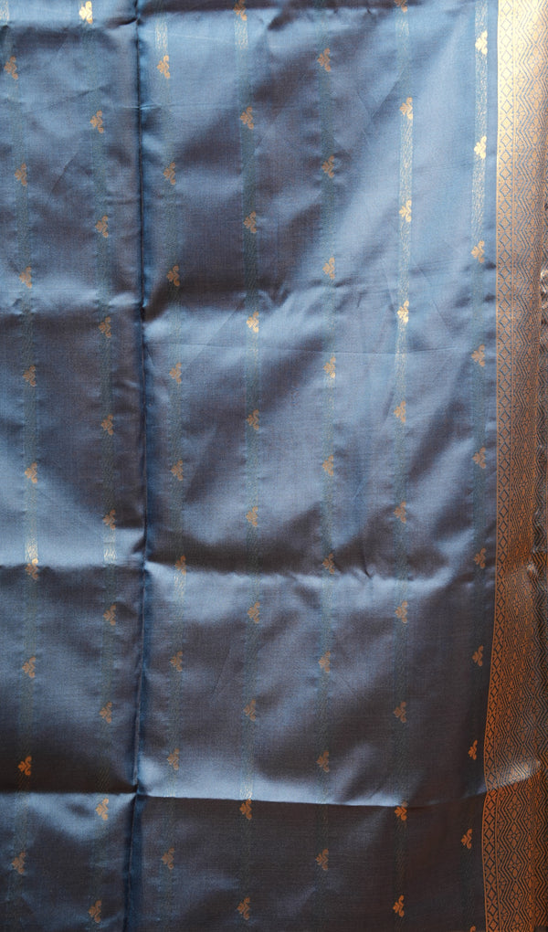 Fancy Cotton Saree | Magenta Purple with Peacock Blue Gold Woven Pallu | Festive & Function Wear