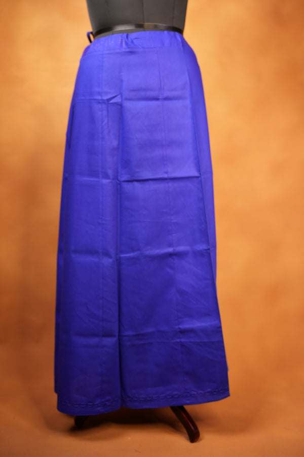 Cotton Inskirt | Royal Blue Saree Petticoat with Drawstring Waist & Stitched Hem | Daily Wear