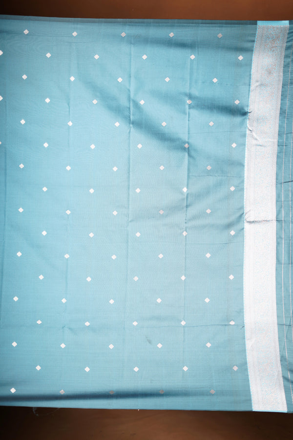 Royal Blue Banarasi Saree - A masterpiece of weaving, our Royal Blue Necklace Saree features a cascading silver-gold pattern that catches the light with every move with add on contrast blouse