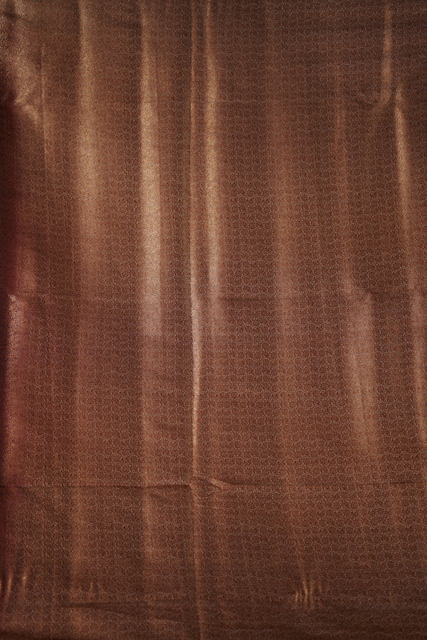 Coffee Brown Kora Cotton Saree | Antique Gold Zari Border | Dry Clean Festive Wear
