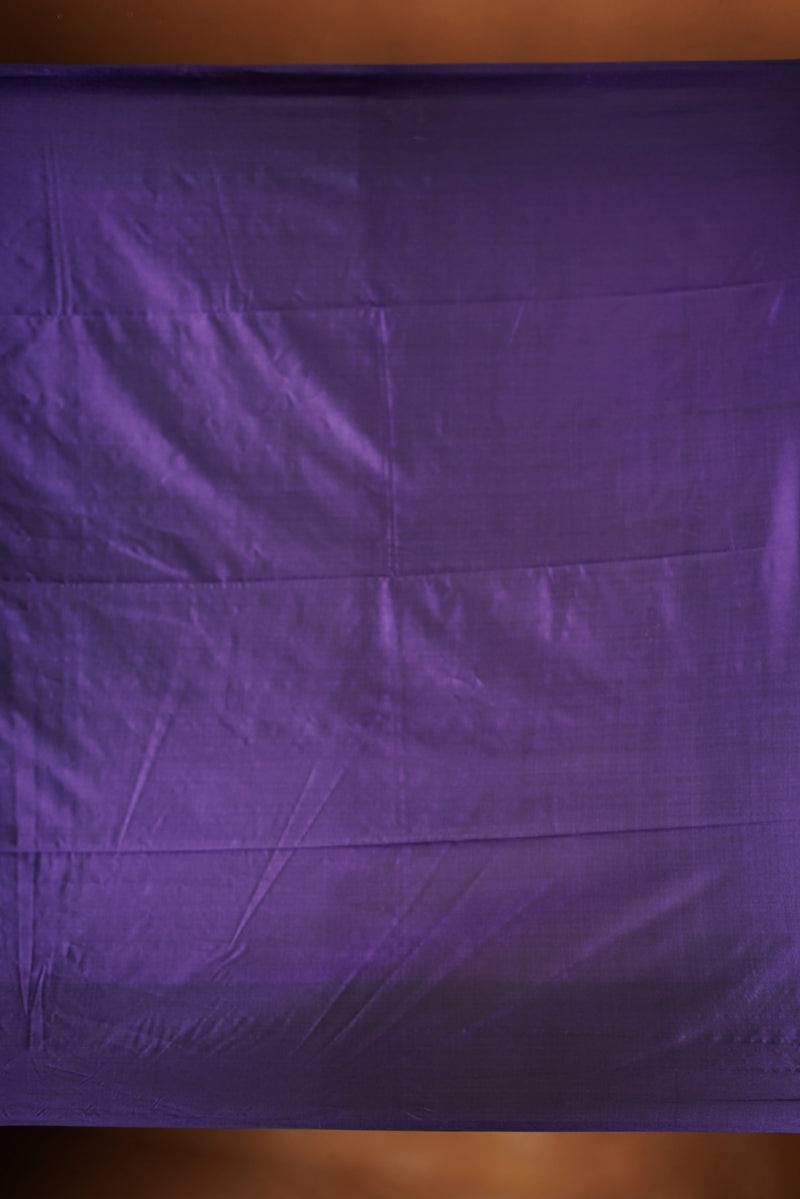 Mustard Yellow Soft Silk Saree | Violet Checked Lurex Border | Festive & Modern Wear