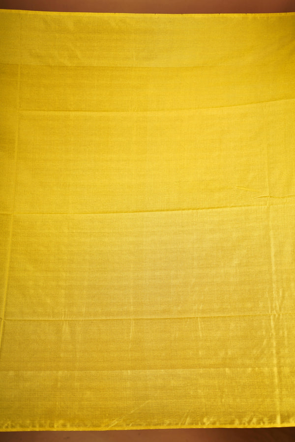 Soft Silk Saree–vibrant blue bodicve with contrast border Elegant shimmer drape featuring lurex check pattern shiny metallic threads woven in a grid design with stylish yellow  border. Comes with attached blouse. Lightweight, blending modern sparkle.
