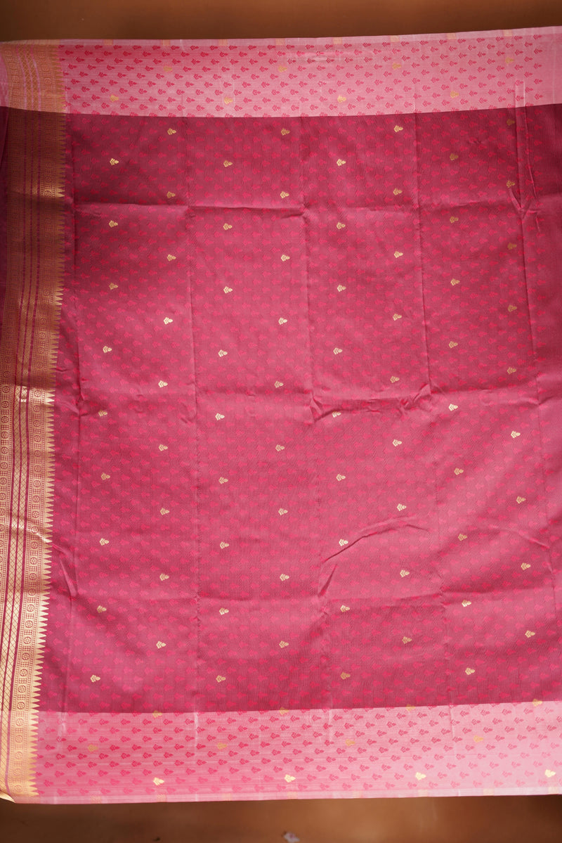 Maroon Soft Silk Saree | Gold Zari Stripe Body & Zari Border | Festive & Party Occasion