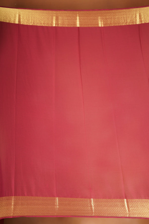 Brick Red Brocade Georgette Saree | Full Gold Zari Weave & Pallu | Traditional Festive Wear