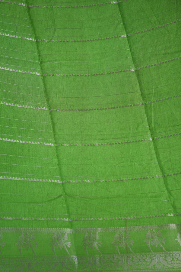 Rani Pink Semi Mysore Silk Saree with Parrot Green Border & Gold Zari Stripes Traditional Festive Saree for Women Perfect for Wedding, Diwali, Navratri & Special Occasions Ethnic Wear