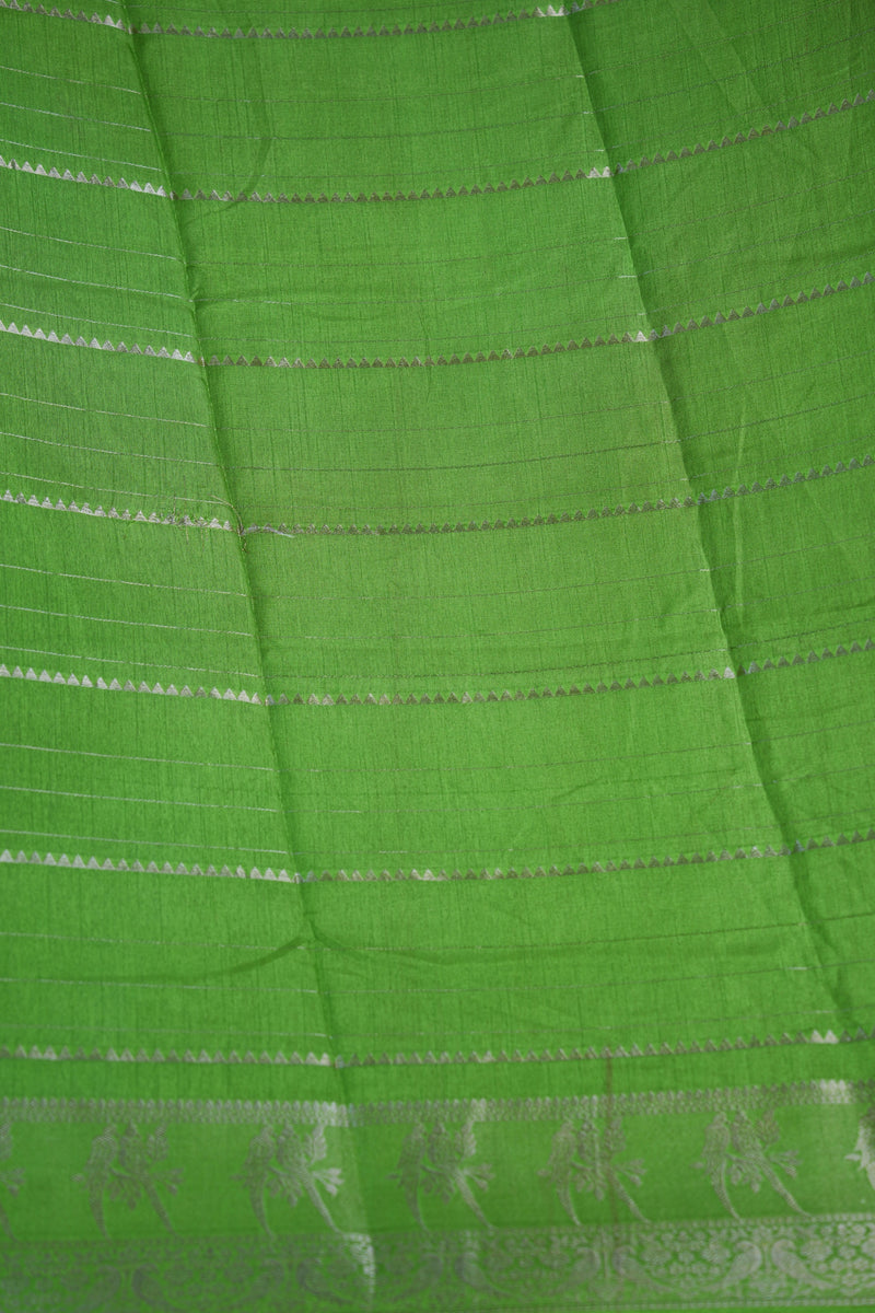 Rani Pink Semi Mysore Silk Saree with Parrot Green Border & Gold Zari Stripes Traditional Festive Saree for Women Perfect for Wedding, Diwali, Navratri & Special Occasions Ethnic Wear