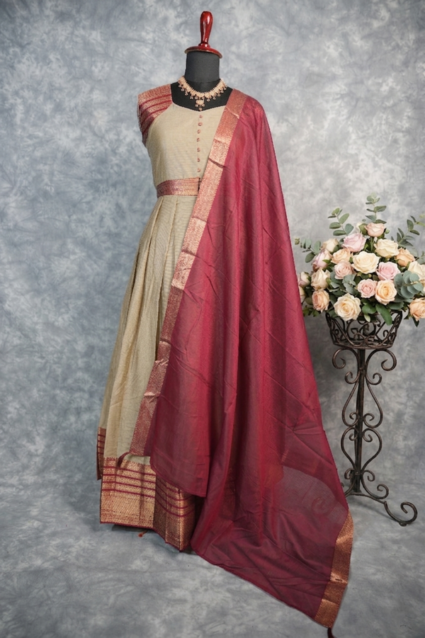 Dark Beige Cotton Maxi Set