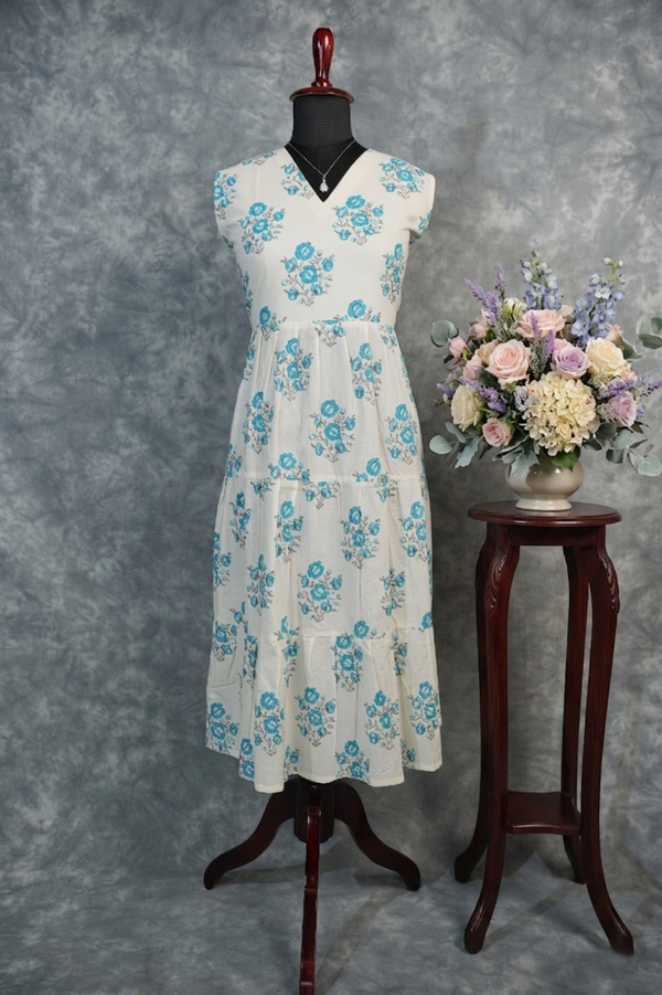 Sky Bloom Cotton Top Set, Elegantly Designed with Soft Floral Print, Crafted in Breathable Cotton Fabric, Comes with a Comfortable Matching Bottom, and Styled for Everyday Casual Wear