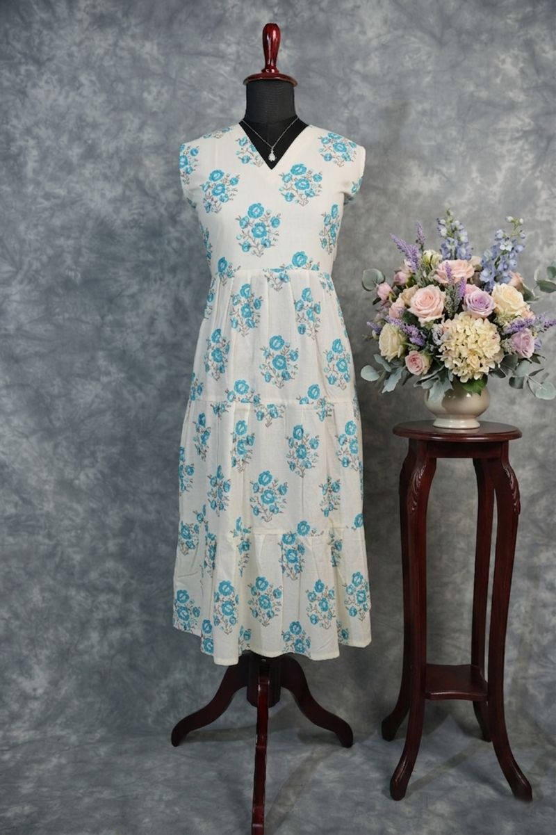 Sky Bloom Cotton Top Set, Elegantly Designed with Soft Floral Print, Crafted in Breathable Cotton Fabric, Comes with a Comfortable Matching Bottom, and Styled for Everyday Casual Wear