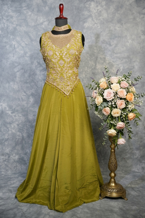 Olive Royale Embroidered Anarkali